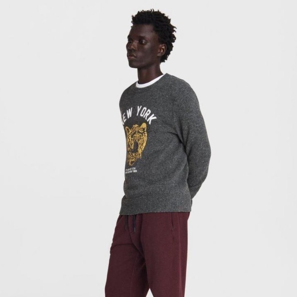 Rag & Bone Donegal Varsity Wool Crew in grey - Picture 5 of 12